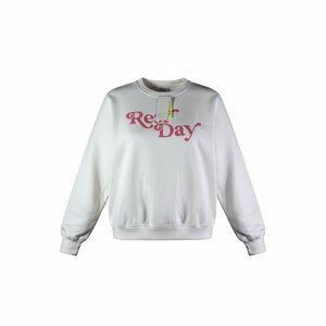 all in motion White Crewneck Sweatshirt with Neon Stitch Detail